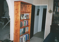 Macrocarpa bookshelf w/ tongue-in-groove back