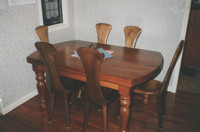 Swamp kauri slab dining table /w chairs