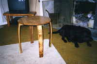 Oak barrel end occasional table